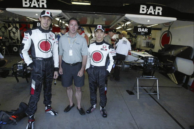 B.A.R drivers Jenson Button and Takuma Sato
